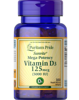 Vitamina D3 5.000 IU 100 caps PURITANS Pride
