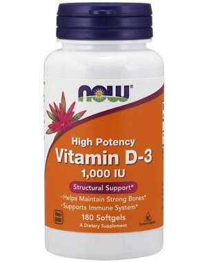 Vitamin D3 1,000 IU 180 Softgels NOW Foods