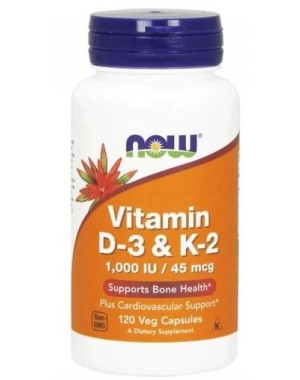 Vitamina D3 + K2 120 vcaps NOW Foods