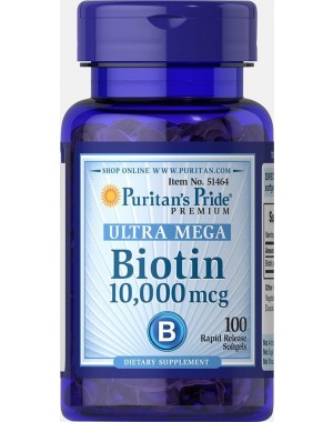 Biotin 10,000 mcg 100 softgels PURITANS Pride 