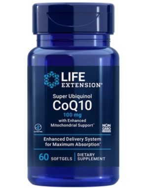 Super Ubiquinol CoQ10 com suporte mitocondrial 100mg 60 softgels LIFE Extension