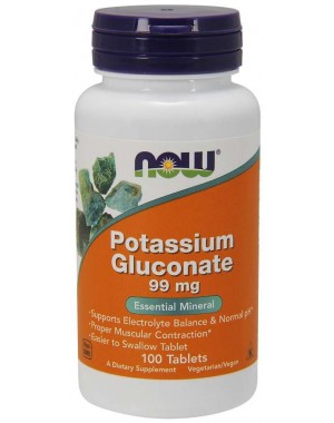 Potassium Gluconate 99 mg 100 Tablets NOW Foods