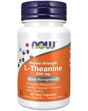L Theanine Double Strength 200 mg 60 Veg Capsules NOW Foods