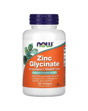 ZINC GLYCINATE 30mg 120 SGELS Now foods