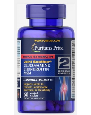 Glucosamina e Condroitina Triple Strength com MSM 60 Caplets Puritans