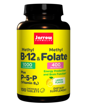 Methyl B12 & Methyl Folate plus Pyridoxal-5-Phosphate Lemon 100 Chewable Tablets Jarrow Formulas