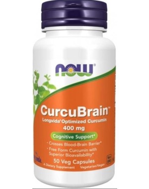 CurcuBrain 400 mg 50 Veg Capsules NOW Foods