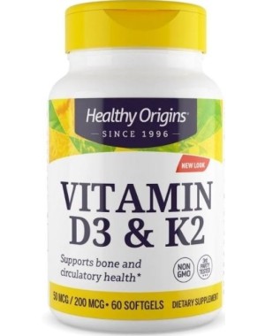 Vitamina D3 e K2 60 softgels HEALTHY Origins