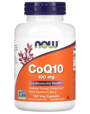 CoQ10 With Hawthorn Berry, 100 mg, 180 Veg Capsules Now foods