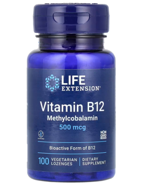 Vitamin B12 Methylcobalamin 500 mcg, 100 vegetarian lozenges Life Extension