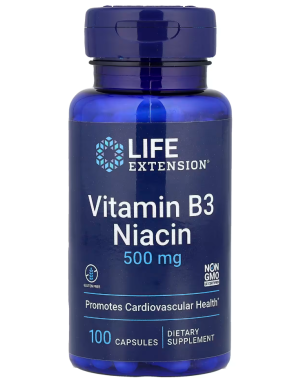 Vitamin B3 Niacin 500 mg, 100 capsules Life Extension