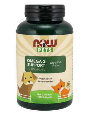 Omega 3 Support for Dogs & Cats para cães e gatos 180 Softgels NOW Pets