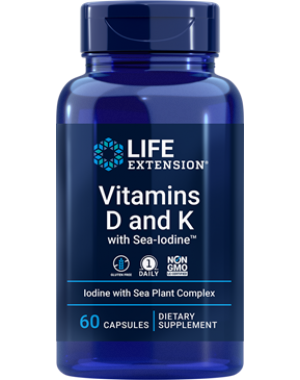 Vitaminas D e K com Sea-Iodine 60 capsules LIFE Extension