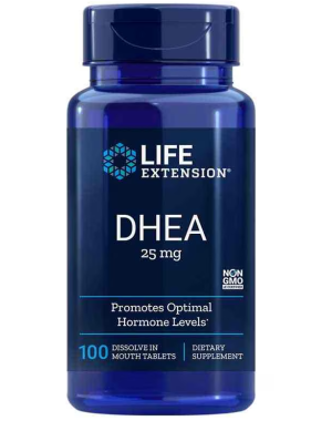 DHEA 25 mg, 100 dissolve-in-mouth tablets Life Extension