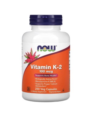 Vitamin K-2, 100 mcg, 250 Veg Capsules Now foods
