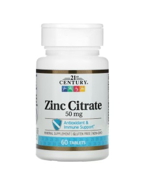 Zinc Citrate, 50 mg, 60 Tablets 21st Century