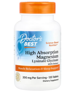High Absorption Magnesium, 200 mg, 120 Tablets, (100 mg per Tablet) Doctors Best