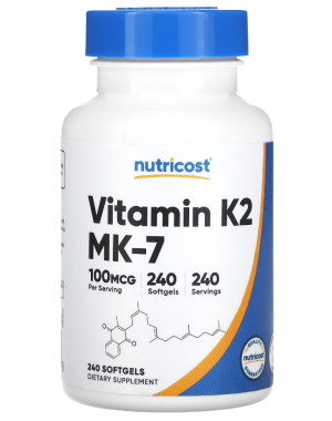 Vitamin K2, 100 mcg, 240 Softgels Nutricost