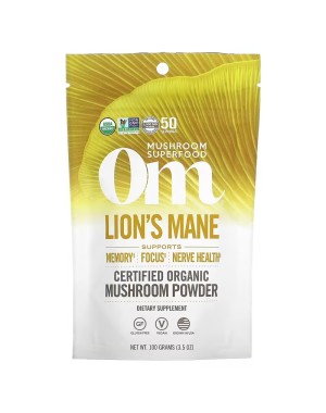 Om Mushrooms, Lion's Mane, Certified Organic Mushroom Powder, 3.5 oz (100 g)