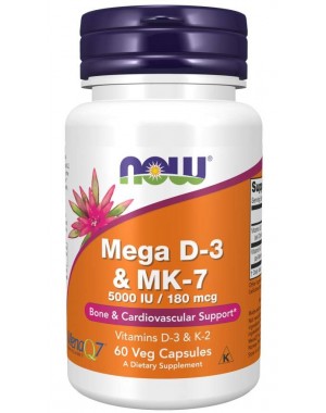 Mega D3 & MK7 60 Veg Capsules  NOW 