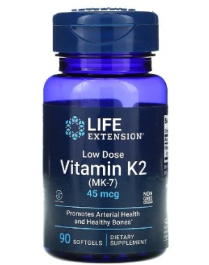 Vitamin K2 MK-7 45 mcg, Low Dose 90 softgels Life Extension