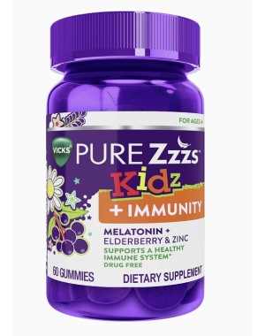 Melatonina + Edelberry & Zinco 60 Gummies kids VICKS Pure Zzzs 