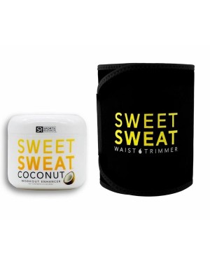 Sweet Sweat Stick 3.5 Oz + Waist Trimmer-Yellow-M-Coconut