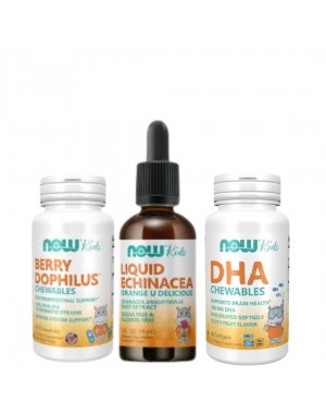 Kit saúde kids NOW BerryDophilus + Echinacea Liquid + DHA Kids