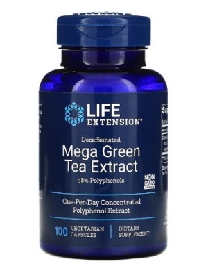 Decaffeinated Mega Green Tea Extract 100 vegetarian capsules LIFE Extension