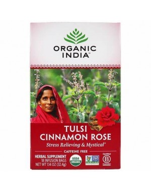 Chá Tulsi Canela e Rosas 18 sachês Organic India