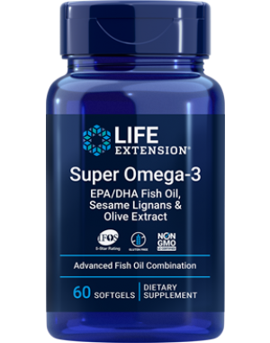  Super Omega-3 EPA / DHA com Sesame Lignans & Olive Extract 60 caps LIFE Extension