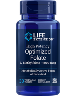 Optimized Folate Folato Otimizado de Alta Potência Metil folate 5000mcg 30 veg tablets LIFE Extension