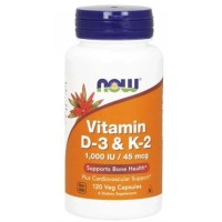 Vitamina D3 + K2 120 vcaps NOW Foods