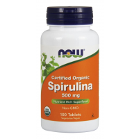 Spirulina 500 mg 100 Tablets, Certified Organic NOW Foods