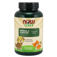 Omega 3 Support for Dogs & Cats para cães e gatos 180 Softgels NOW Pets