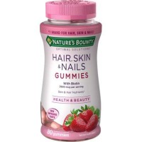 Hair Skin Nails c/ Biotin 80 gummies Strawberry NATURES Bounty Validade:07/2022
