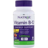 Vitamina B12 5000 mcg Fast Dissolve Sublingual Sabor Morango 100 tablets NATROL