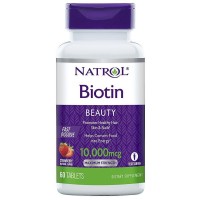 Biotina 10000 mcg Fast dissolve 60 tablets sublingual sabor: morango NATROL
