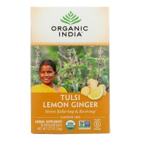 Chá Tulsi Limão e Gengibre 18 sachês Organic India venc: agosto 2023
