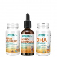 Kit saúde kids NOW BerryDophilus + Echinacea Liquid + DHA Kids