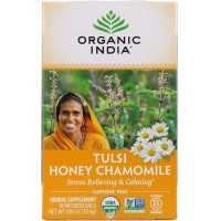 Chá Tulsi Camomila e Mel 18 sachês Organic India venc: novembro/2023