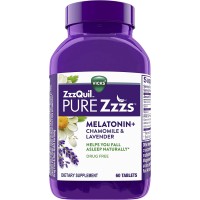 Melatonina Chamomile Lavender & Valerian Root 60 Count Vicks ZzzQuil PURE Zzzs